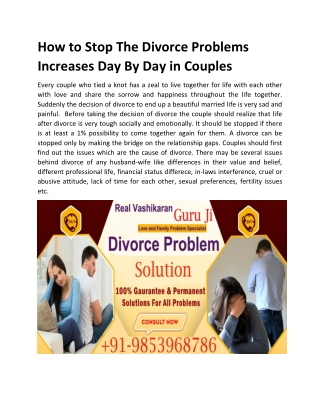 How to Stop The Divorce Problems Increases Day By Day in Couples