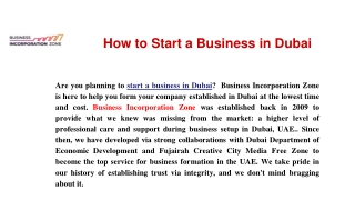 How to Start a Business in Dubai