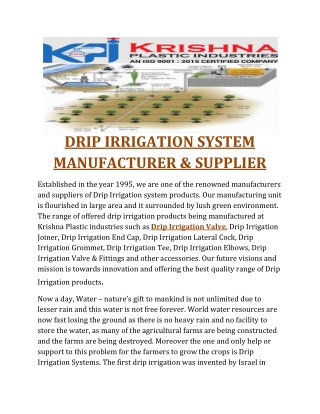 DRIP IRRIGATION MANUFACTURER
