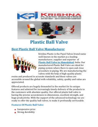 Plastic Ball kpi valve