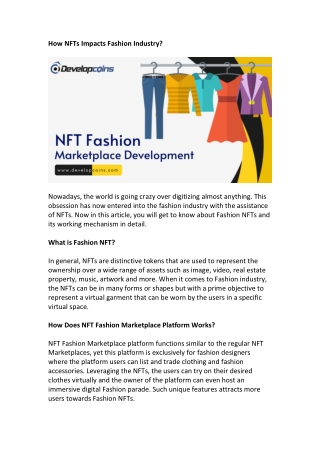 NFT Fashion Marketplace Platform