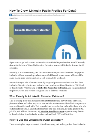How To Crawl LinkedIn Public Profiles For Data