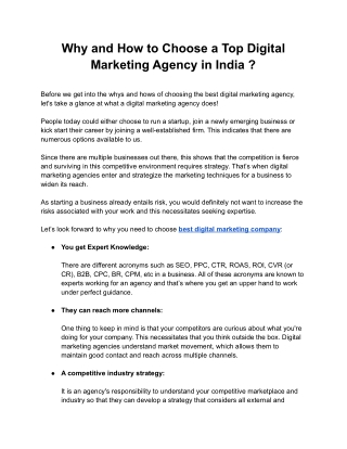 Why and How to Choose a Top Digital Marketing Agency in India