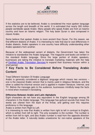 Arabic Translation 7 Key Facts to Remember