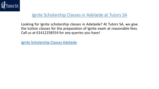 Ignite Scholarship Classes in Adelaide at Tutors SA