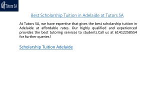 Best Scholarship Tuition in Adelaide at Tutors SA