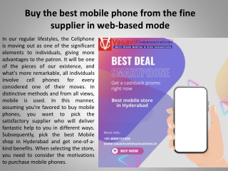 Buy the best mobile phone from the fine supplier in web-based mode