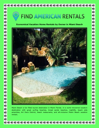 Economical Vacation Home Rentals by Owner in Miami Beach
