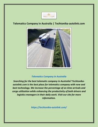 Telematics Company in Australia | Techtonika-autolink.com