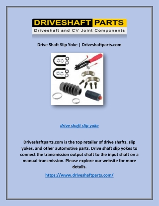 Drive Shaft Slip Yoke | Driveshaftparts.com
