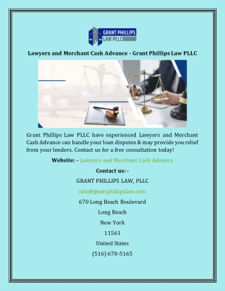 Lawyers and Merchant Cash Advance - Grant Phillips Law PLLC