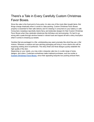 There's a Tale in Every Carefully Custom Christmas Favor Boxes