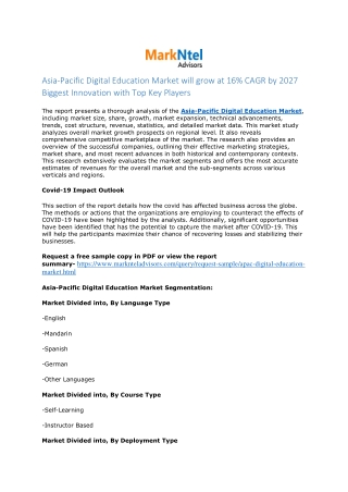 Asia-Pacific Digital Education Market Research Report: Forecast (2022-27)