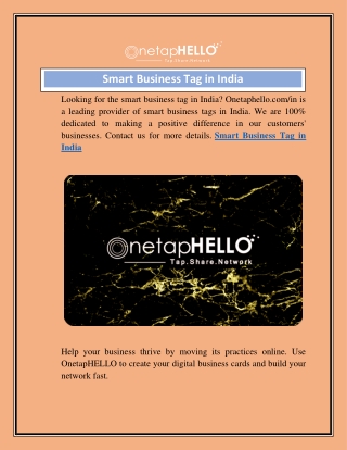 Smart Business Tag in India  Onetaphello.com in