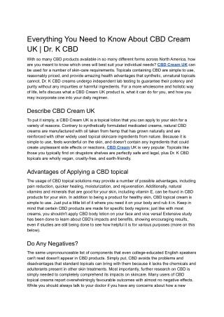 Everything You Need to Know About CBD Cream UK | Dr. K CBD