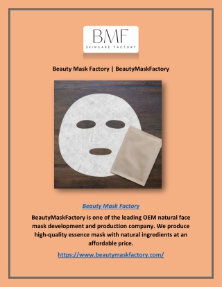 Beauty Mask Factory | BeautyMaskFactory