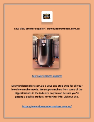 Low Slow Smoker Supplier | Downundersmokers.com.au