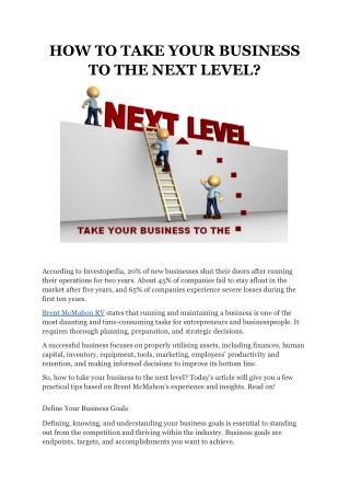 How To Take Your Business To Next Level