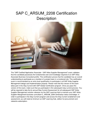 SAP C_ARSUM_2208 Certification Description