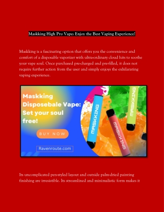 Masking High Pro Vape_ Enjoy the Best Vaping Experience