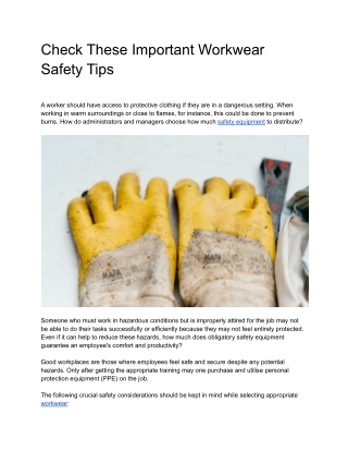 Check These Important Workwear Safety Tips