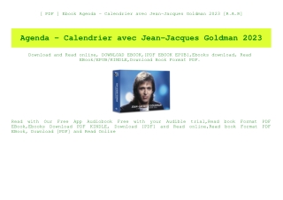 [ PDF ] Ebook Agenda - Calendrier avec Jean-Jacques Goldman 2023 [R.A.R]
