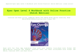 [Epub]$$ Eyes Open Level 4 Workbook with Online Practice (Dutch Edition) {read online}