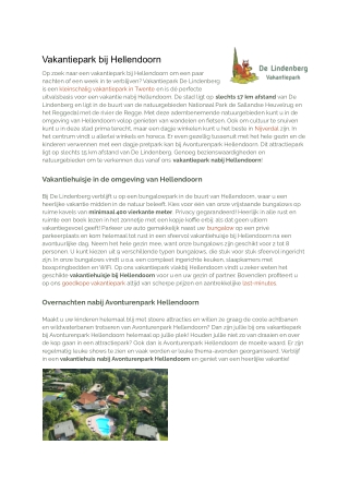 De Lindenberg  Vakantiepark bij Hellendoorn