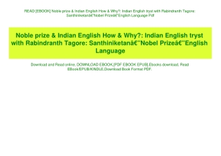 READ [EBOOK] Noble prize & Indian English How & Why Indian English tryst with Rabindranth Tagore SanthiniketanÃ¢Â€Â”Nobe