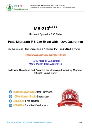 Free Microsoft MB-210 exam practice questions