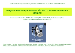 {epub download} Lengua Castellana y Literatura 3Ã‚Âº ESO. Libro del estudiante. GENiOX Free Book