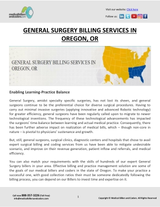 GENERAL SURGERY BILLING SERVICES IN OREGON