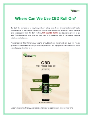 Where Can We Use CBD Roll On?