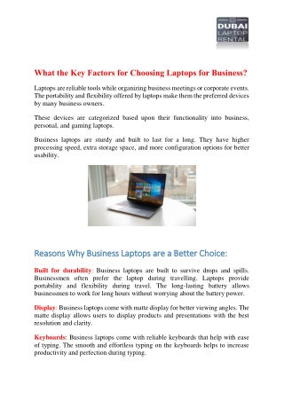 What the Key Factors for Choosing Laptop Rentals for Business