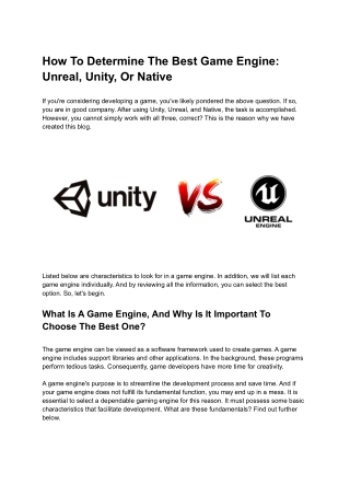 How To Determine The Best Game Engine_ Unreal, Unity, Or Native