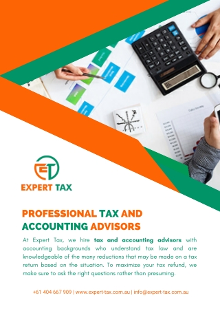 Professional tax and accounting advisors