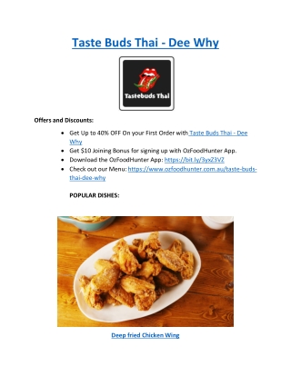 Up to 40% Offer - Order Now at Taste Buds Restaurant