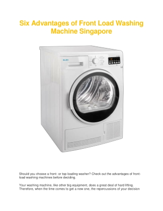Six Advantages of Front Load Washing Machine Singapore