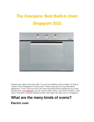 The Ovengers Best Built in Oven Singapore 2022