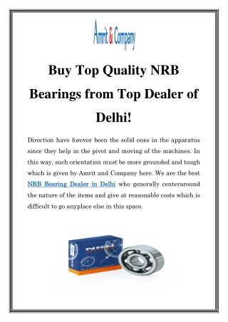 NRB Bearing Dealer in Delhi Call-9870276013