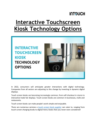 Interactive Touchscreen Kiosk Technology Options