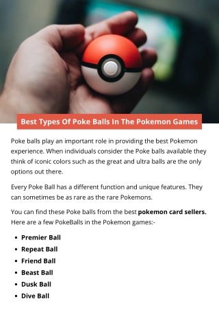 Best Types Of Poke Balls In The Pokemon Games