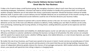 Why a Courier Delivery Service Could Be a Great Idea for Your Business