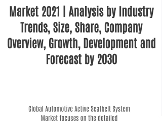 Automotive Active Seatbelt System Market 2021 | Analysis by Industry Trends, Size, Share, Company Overview, Growth, Deve