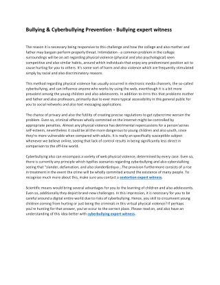 Bullying & Cyberbullying Prevention - Bullying expert witness