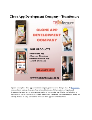 Clone App Development Company - TeamForSure