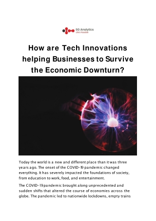 How are Tech Innovations helping Businesses to Survive the Economic Downturn