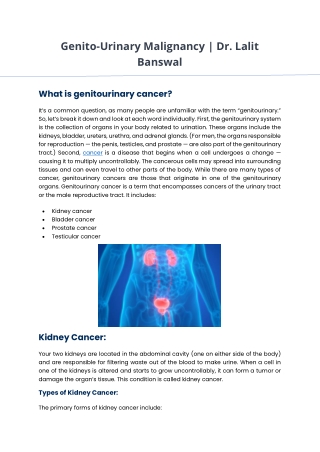 Genito-Urinary Malignancy
