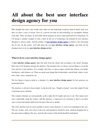 User interface design agency