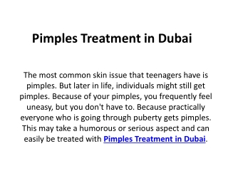 Pimples Treatment in Dubai